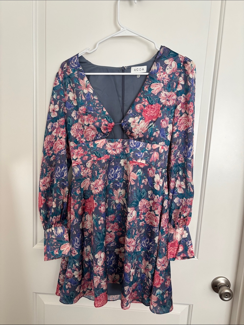 ACOA Navy Floral Long Sleeve Dress